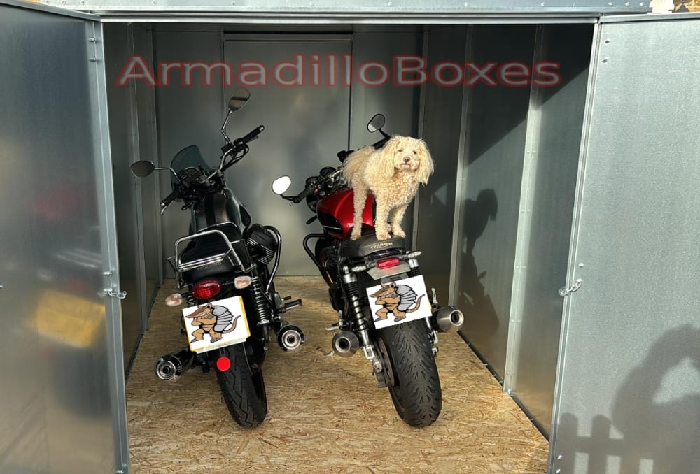 8ft long by 6ft 5" wide Double Motorcycle storage shed large motorcycle security motorbike storage scooter shed - Image 2