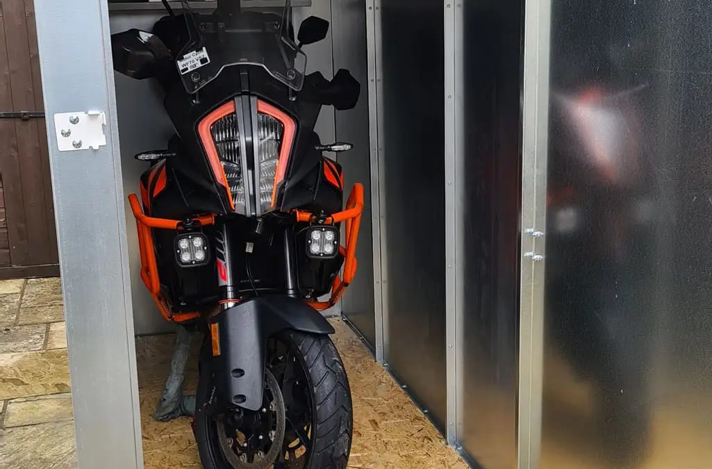 KTM 1290 Super Duke Standard 1200mm wide extra wide door ArmadilloBoxes Secure Motorcycle shed