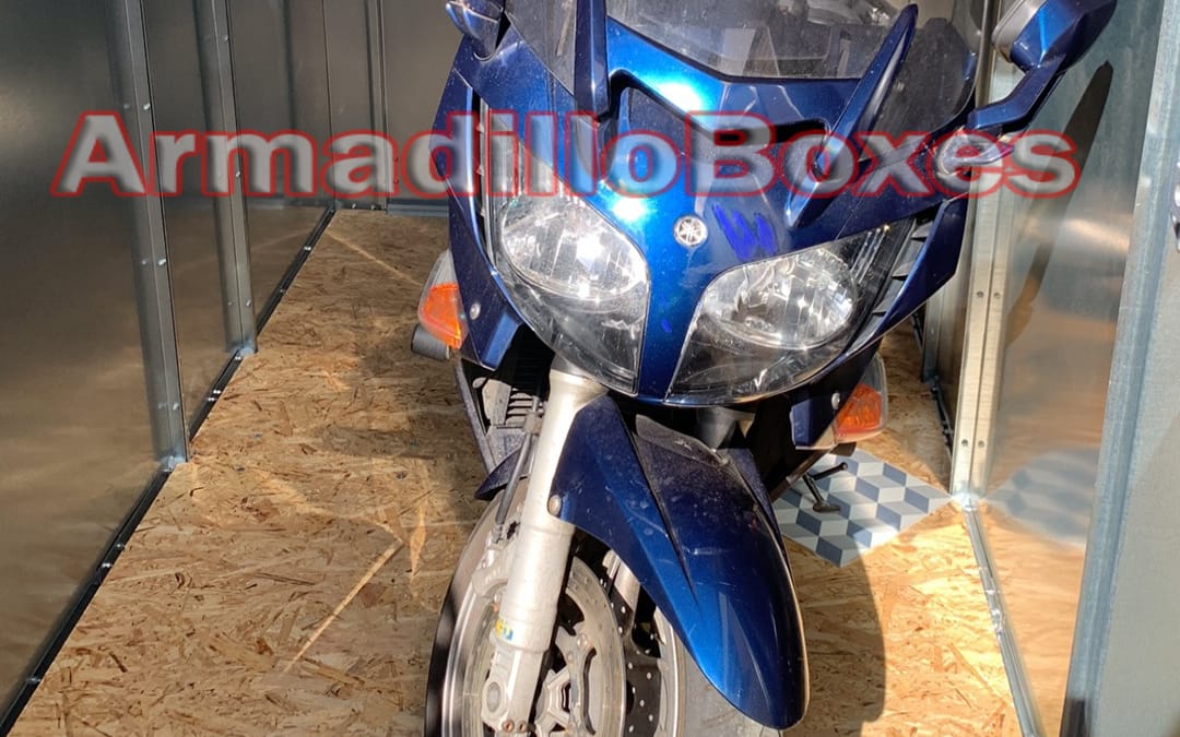Yamaha FJR 1300 Fatboy slim Armadilloboxes Secure motorcycle shed