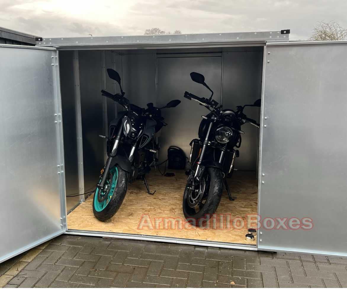 8ft long by 6ft 5" wide Double Motorcycle storage shed large motorcycle security motorbike storage scooter shed - Image 3