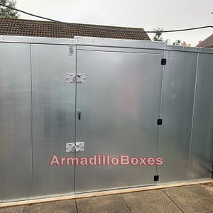 8ft long by 6ft 5" wide Double Motorcycle storage, single door on large side, shed large motorcycle security motorbike storage scooter shed