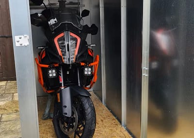 KTM 1290 Super Duke Standard 1200mm wide extra wide door ArmadilloBoxes Secure Motorcycle shed