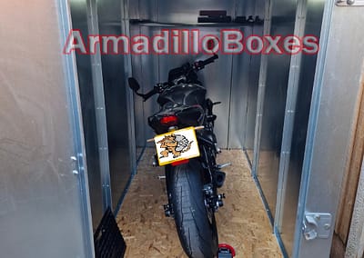 Triumph Street Triple 765 ArmadilloBoxes 1200mm wide Secure Motorcycle Shed