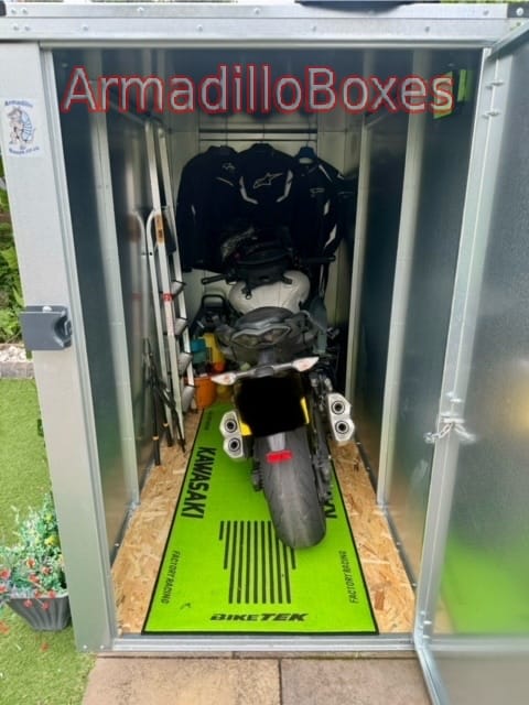 Kawasaki Z1000 ArmadilloBoxes secure motorcycle sheds