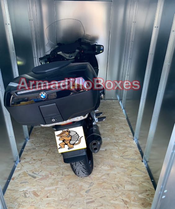 BMW R1250RT ArmadilloBoxes Fatboy Secure Motorcycle shed