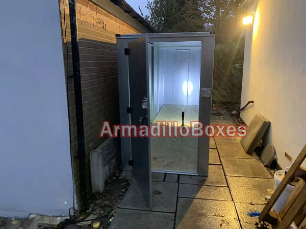 16ft long 4ft wide storage unit with front and side access door