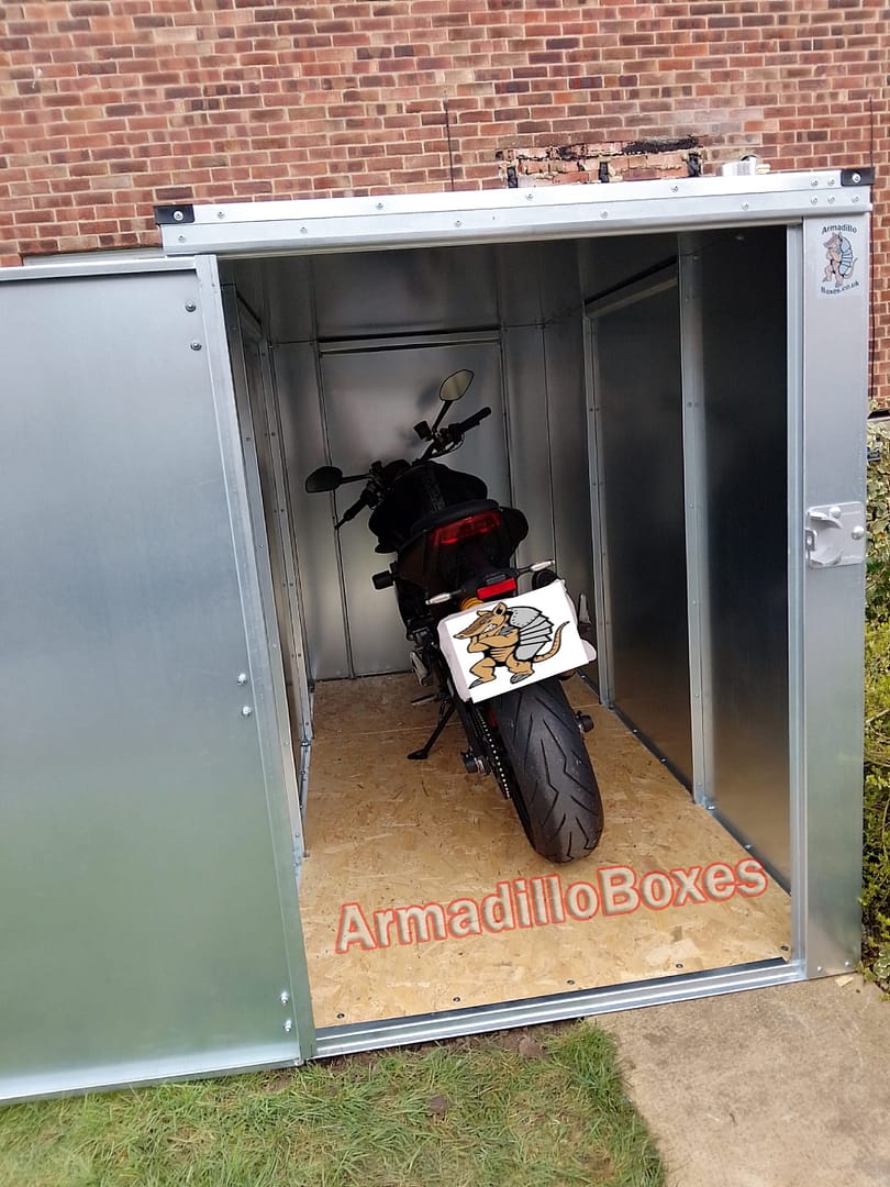 Ducati Monster in an ArmadilloBoxes unit