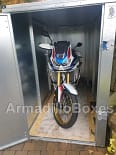 Honda Africa Twin Standard 1200mm wide extra wide door ArmadilloBoxes Secure motorcycle shed