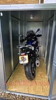 BMW S 1000 XR in a ArmadilloBoxes secure motorcycle shed