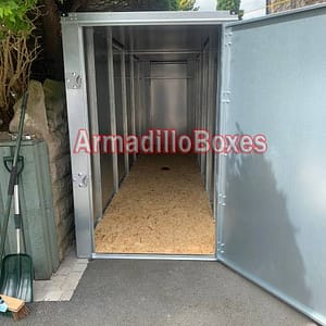 Secure Motorbike shed for 3 bikes, 17ft Long Motorcycle shed front