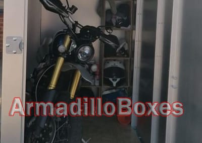 Ducati Scrambler 800 ArmadilloBoxes 1200mm extra wide door secure motorcycle Shed