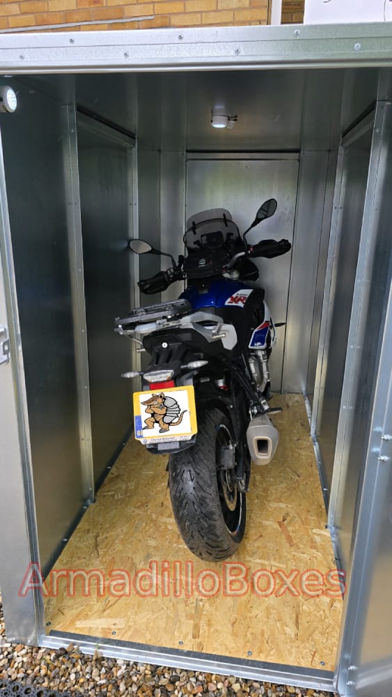 BMW S 100 XR Armadilloboxes secure motorbike shed