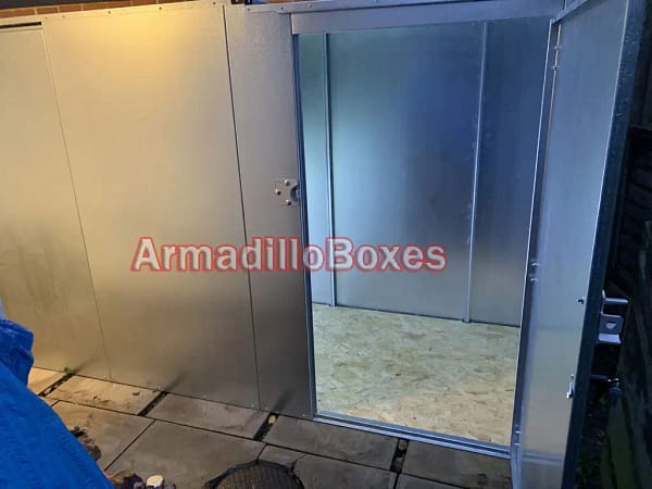 16ft long 4ft wide storage unit with front and side access door